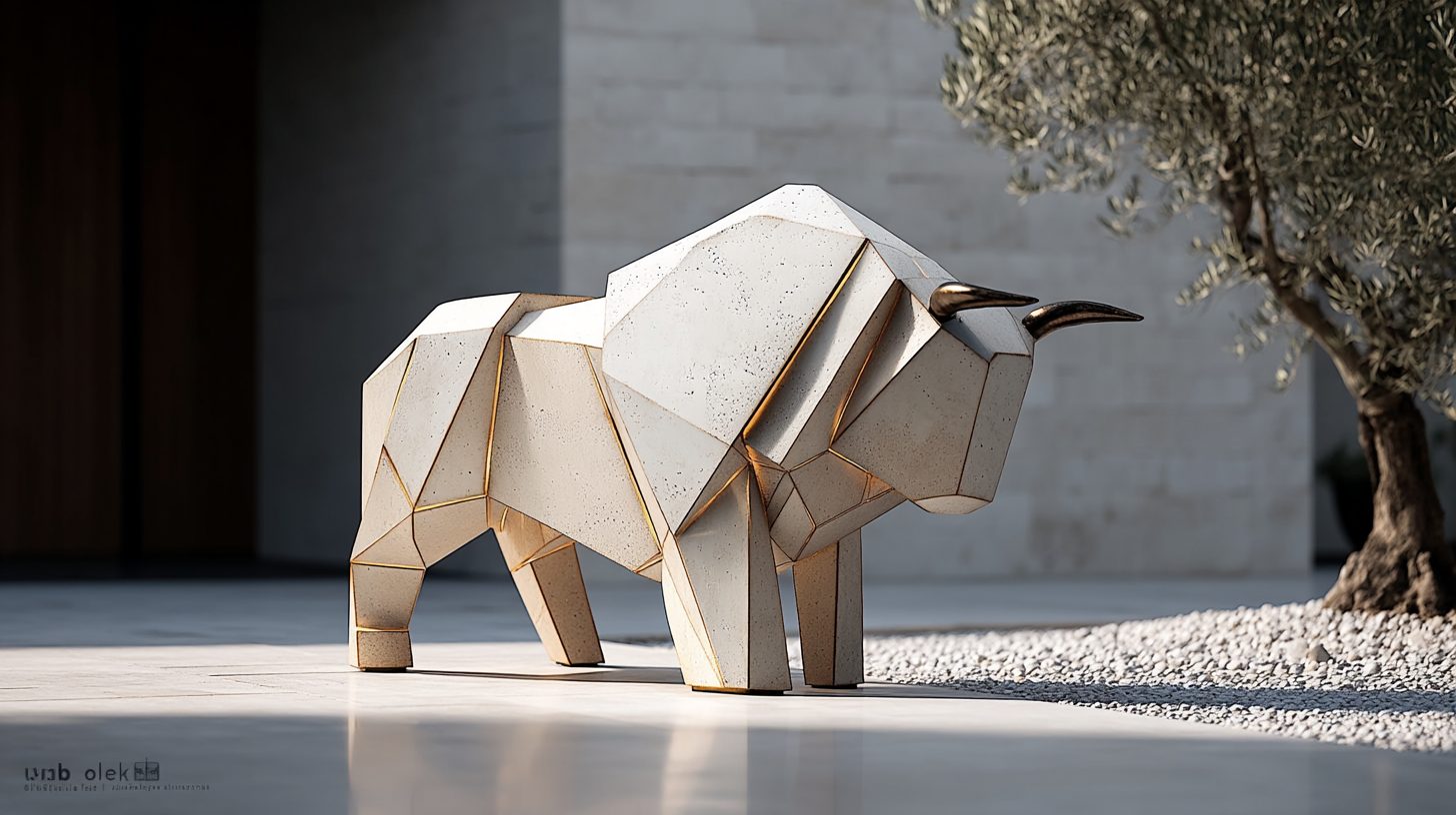 Wimacons faceted bronze bull, study iv, private estate commission, lightweight foam-core